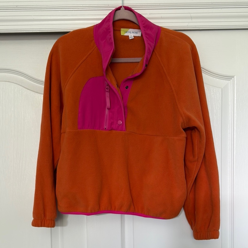 Orange and Pink Fleece Pullover